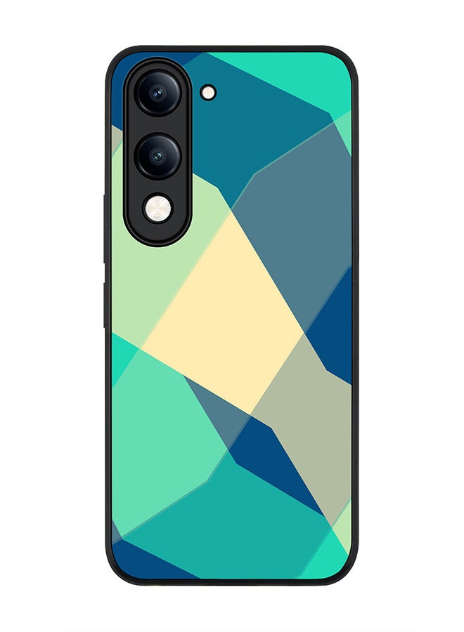 For vivo Y29s 5G / Y19s 5G Case,Slim fit Camera Protection, Shockproof Thin Phone cover  - Checkered Aqua